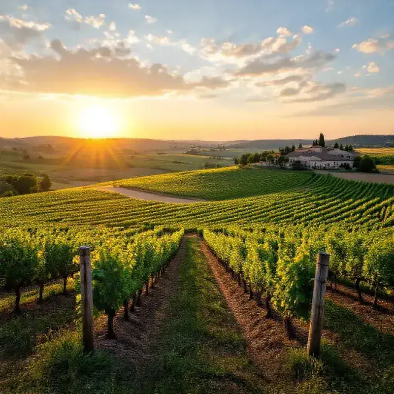Bordeaux right-bank Merlot vineyards on clay-limestone slopes, the vine rows catching warm afternoon light, Saint-Émi...