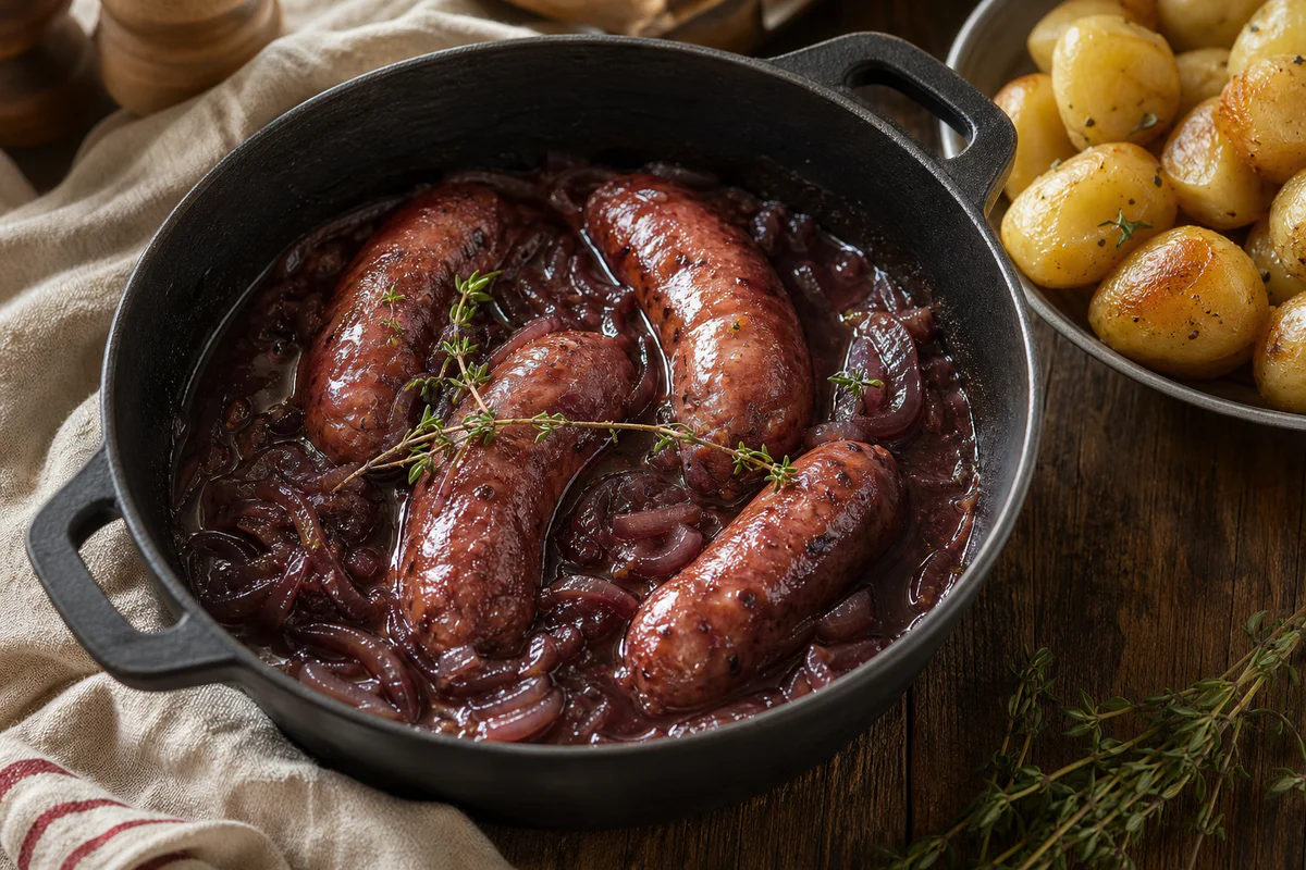 Recette diots au vin rouge : la sauce qui change tout