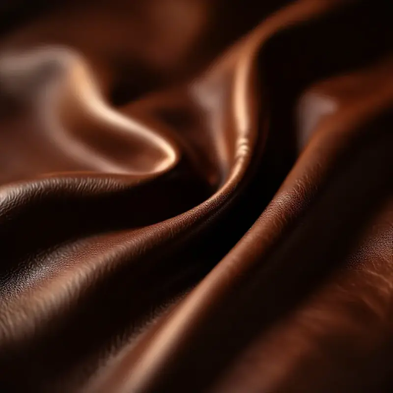 Supple dark leather texture evoking the aged tannin quality of a mature Syrah, rich brown tones in warm light, 85mm f/2